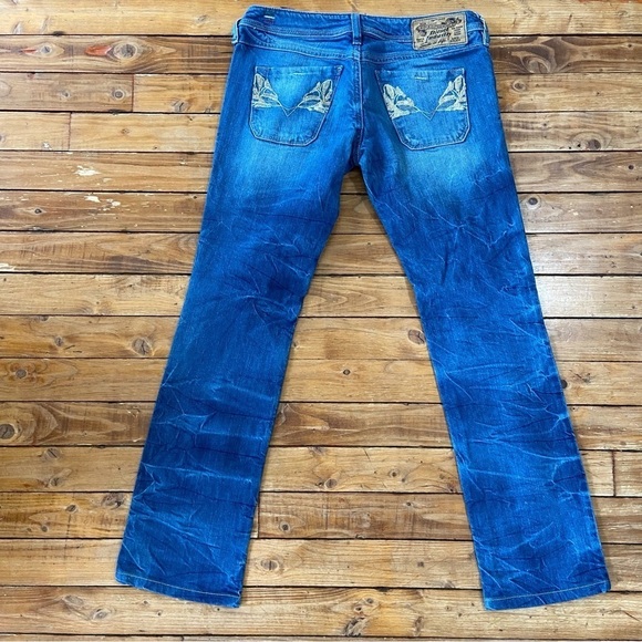 Diesel gold sequins Lowky jeans marble blue low rise  in size 27 straight leg - Picture 3 of 16